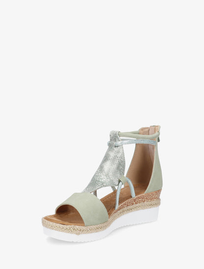 Geprinte parelmoer python sleehakken sandalen - Watergroen