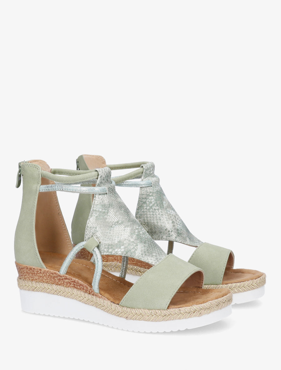 Geprinte parelmoer python sleehakken sandalen - Watergroen