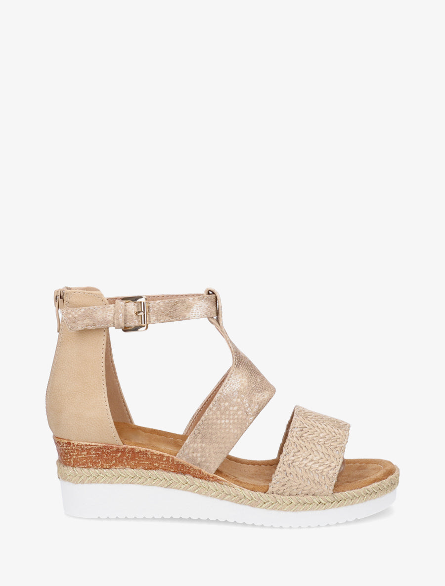 Textuur sleehak sandalen met python detail - Mol