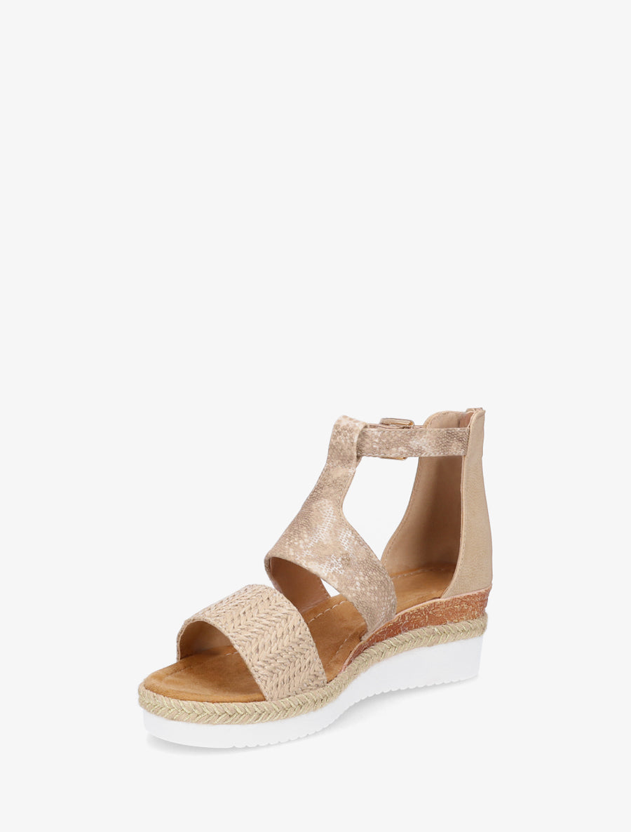 Textuur sleehak sandalen met python detail - Mol