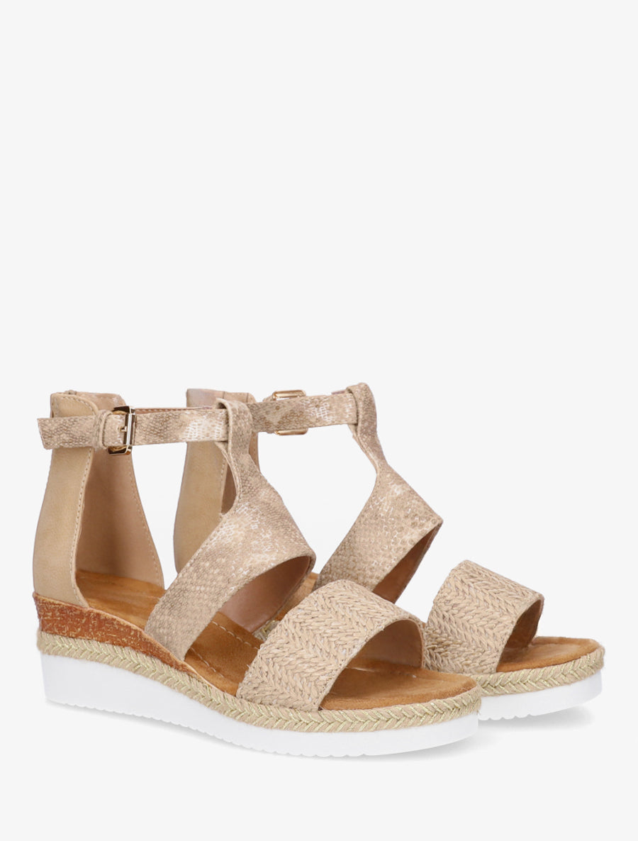 Textuur sleehak sandalen met python detail - Mol