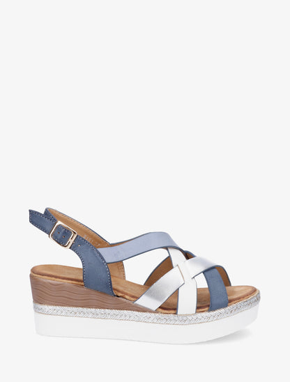 Sleehak sandalen met gekruiste bandjes - Blauw