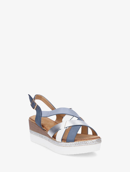 Sleehak sandalen met gekruiste bandjes - Blauw