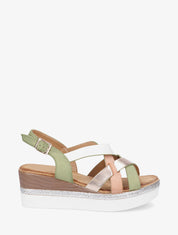 Plateausandalen met gekruiste bandjes - Khaki