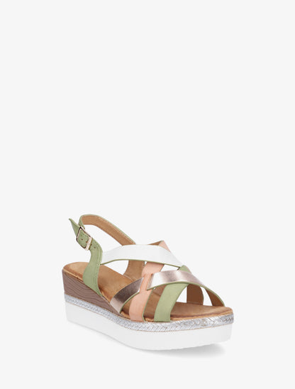Plateausandalen met gekruiste bandjes - Khaki
