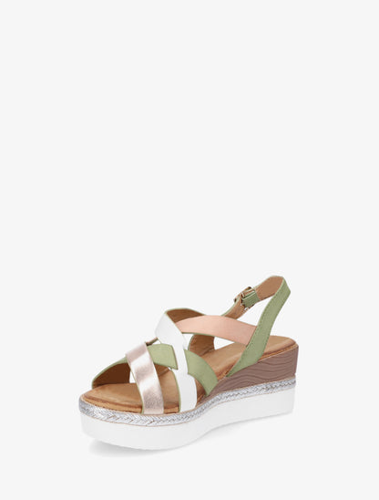 Plateausandalen met gekruiste bandjes - Khaki