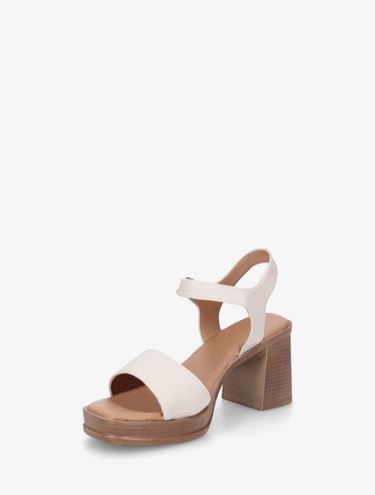 Sandales en simili à talon - Beige - 3