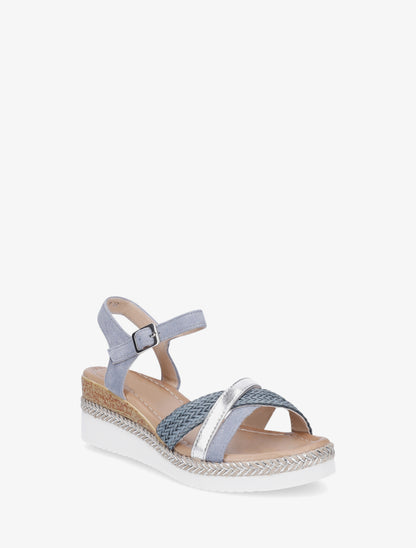 Sandales compensées à brides fantaisies - Bleu - 2