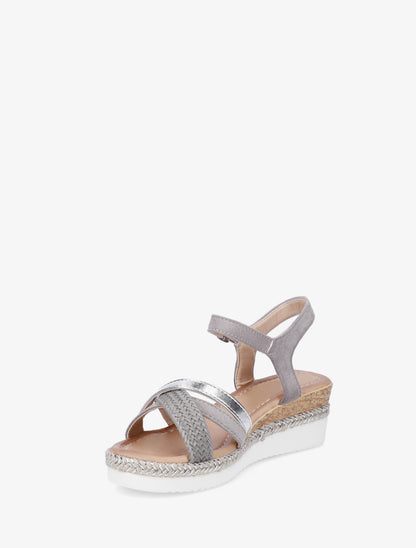 Sandales compensées à brides fantaisies - Gris - 3