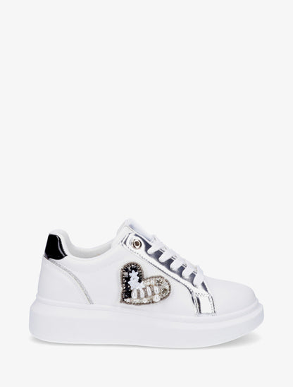 Sneakers en simili à empiècement coeur scratché - Noir - 1
