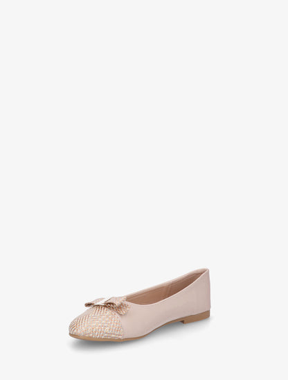 Ballerines plates à bout rond effet osier - Rose - 3