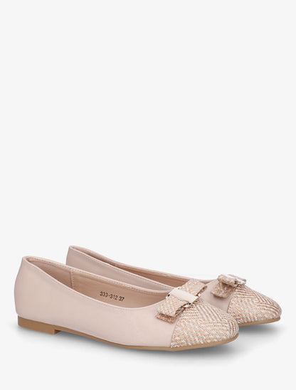 Ballerines plates à bout rond effet osier - Rose - 4