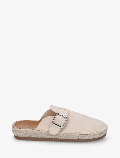 Mules en suédine style espadrille - Beige - 1