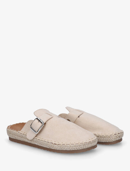 Mules en suédine style espadrille - Beige - 4