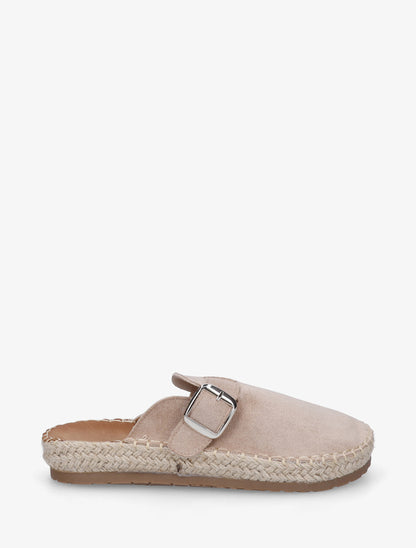Mules en suédine style espadrille - Taupe - 1