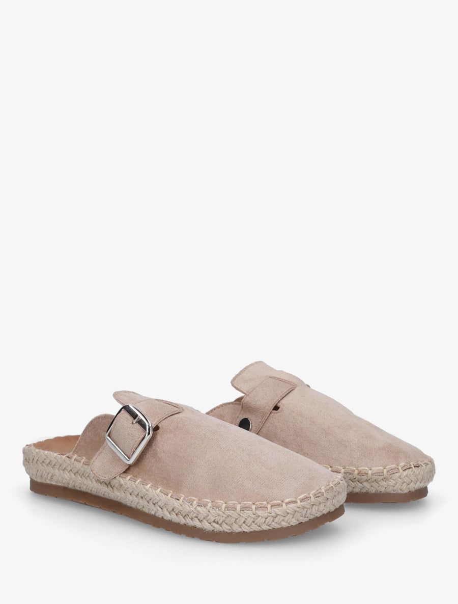 Mules en suédine style espadrille - Taupe - 4