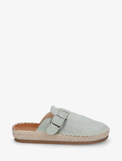 Mules en suédine style espadrille - Vert d&
