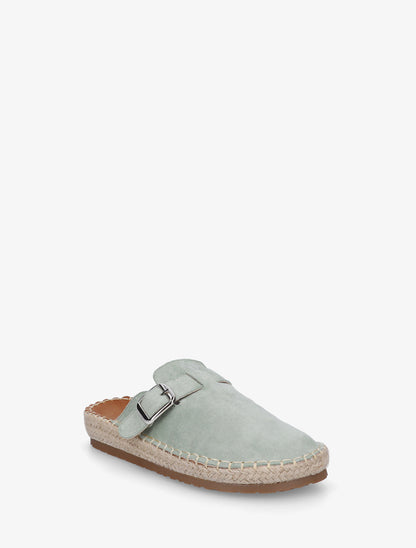 Mules en suédine style espadrille - Vert d&