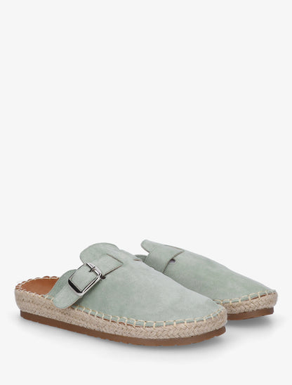 Mules en suédine style espadrille - Vert d&