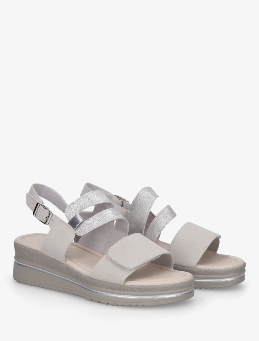 Sandales compensées à bride ajourée irisée - Argent - 4