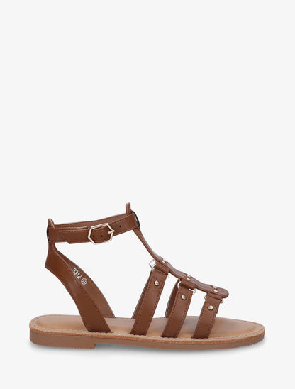 Nu-pieds cloutées style spartiate - Marron - 1