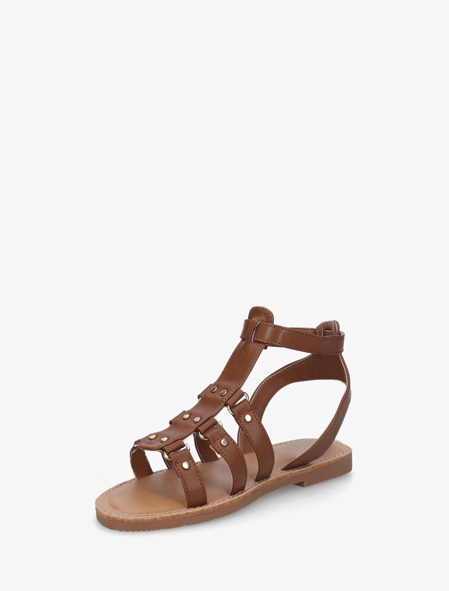 Nu-pieds cloutées style spartiate - Marron - 3