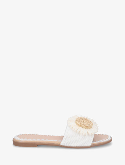 Mules plates à marguerite - Blanc - 1