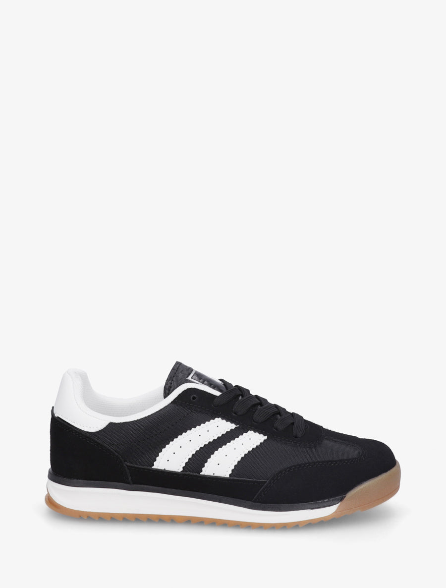 Sneakers en simili à empiècement effet nubuck - Noir - 1