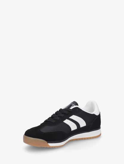Sneakers en simili à empiècement effet nubuck - Noir - 3