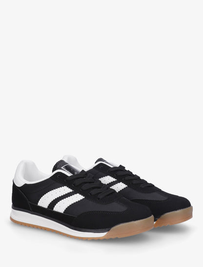 Sneakers en simili à empiècement effet nubuck - Noir - 4