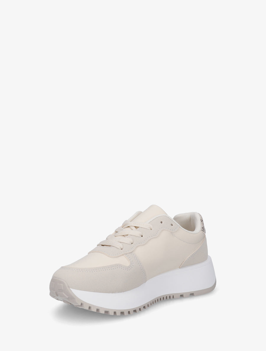 Sneakers en simili à détail imprimé python - Beige - 3