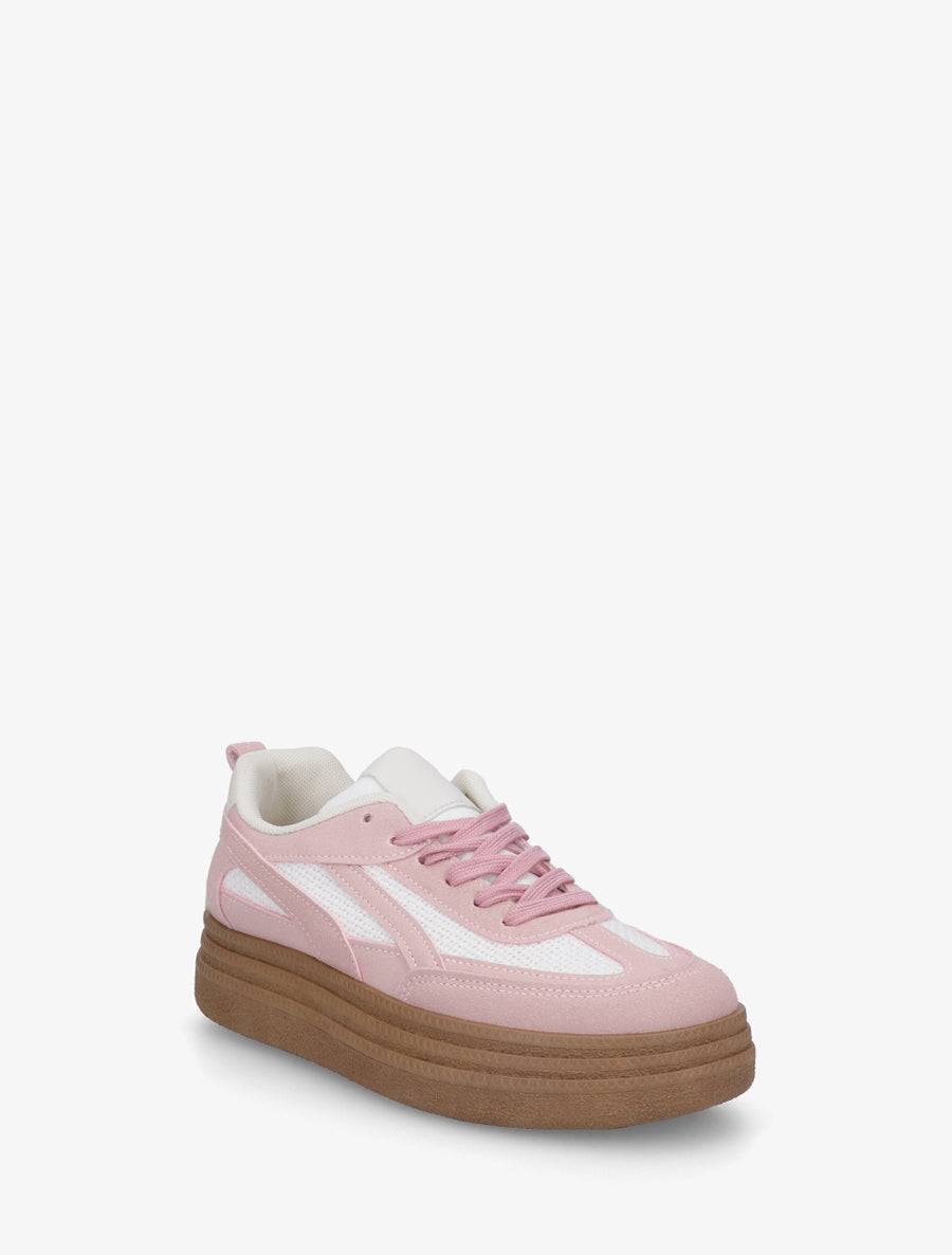 Sneakers à plateforme et empiècement effet nubuck - Vieux rose - 2