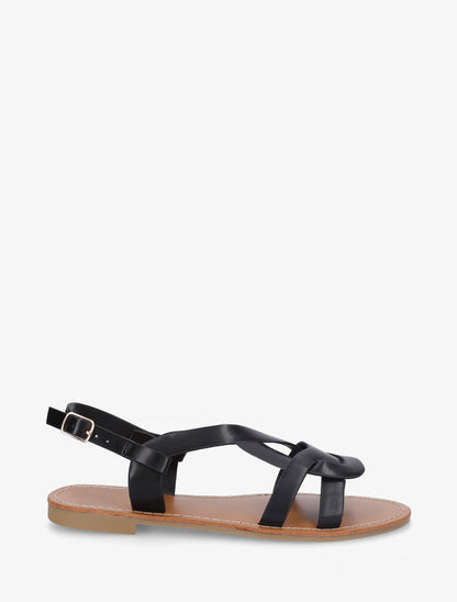 Nu-pieds en simili à brides entrelacées - Noir - 1