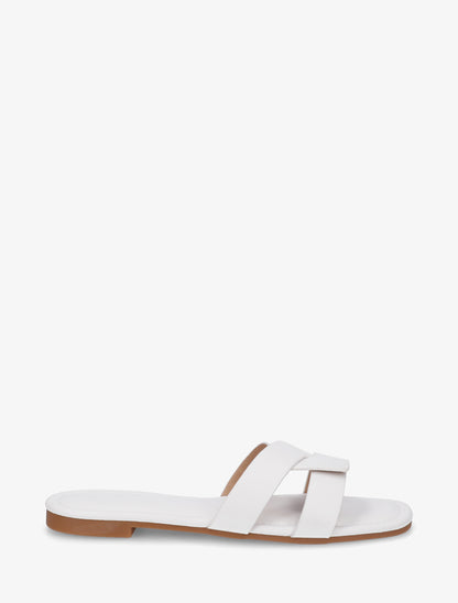 Claquettes en simili à brides entrecroisées - Blanc - 1