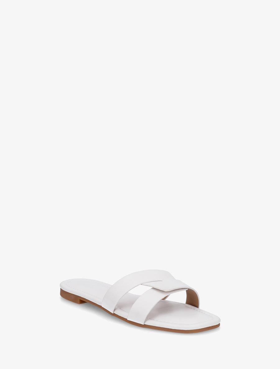 Claquettes en simili à brides entrecroisées - Blanc - 2