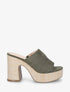 Mules à talon haut en suédine - Kaki - 1