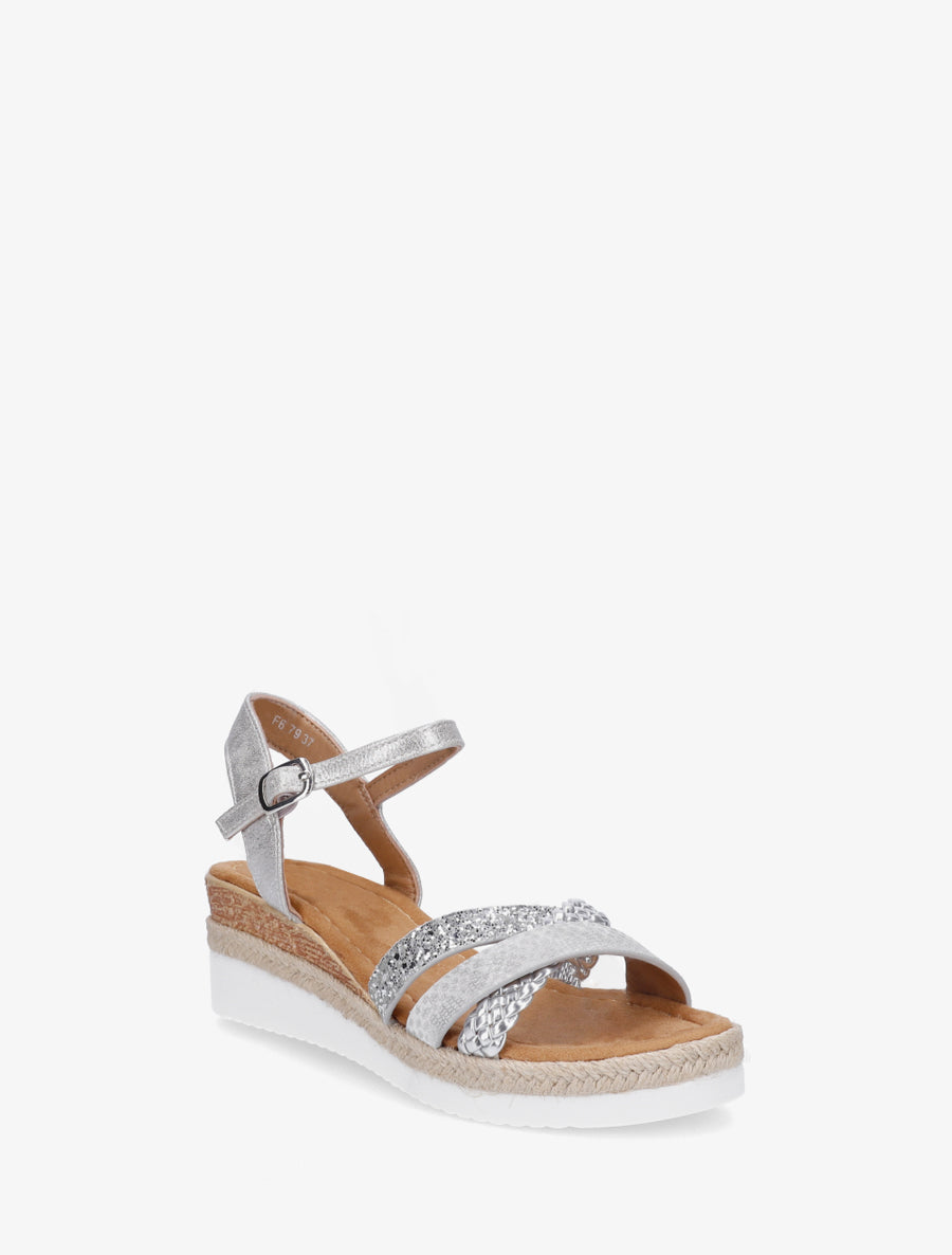 Sandales compensées à brides dépareillées - Argent - 2
