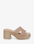 Mules à talon haut effet tissé - Taupe - 1