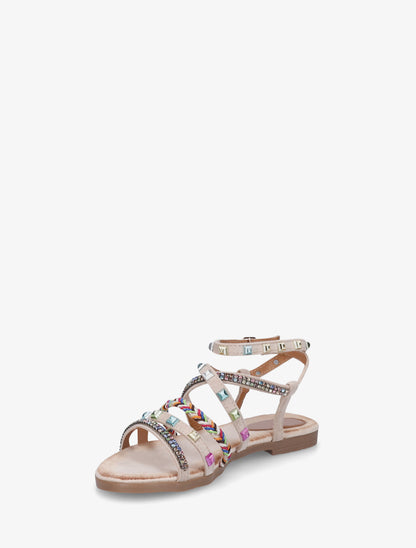 Nu-pieds à empiècement strass multicolore - Taupe - 3