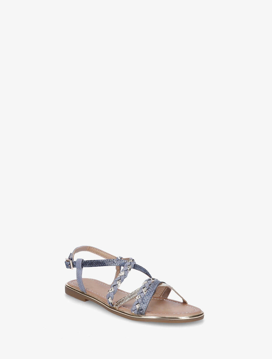 Nu-pieds croisés à tresses - Bleu - 2
