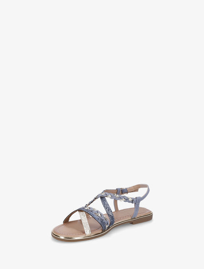 Nu-pieds croisés à tresses - Bleu - 3