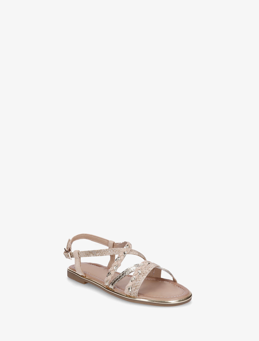 Nu-pieds croisés à tresses - Beige - 2