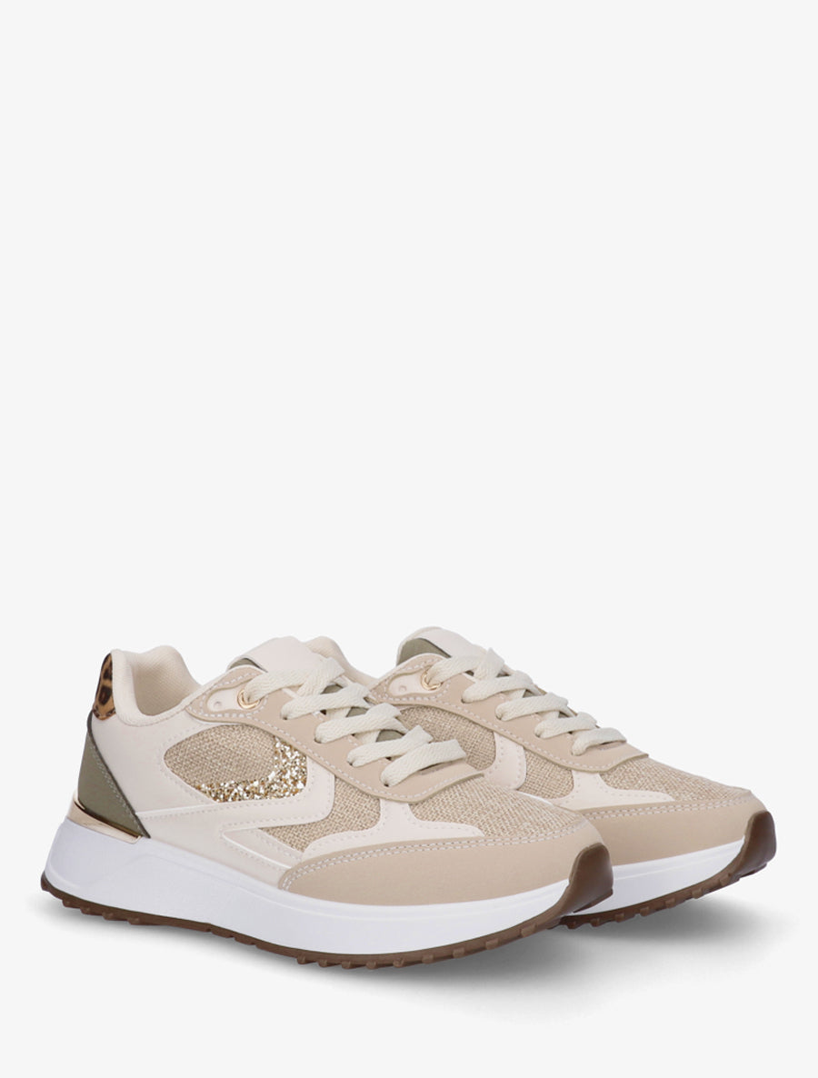 Baskets en simili et jute - Kaki/beige - 4