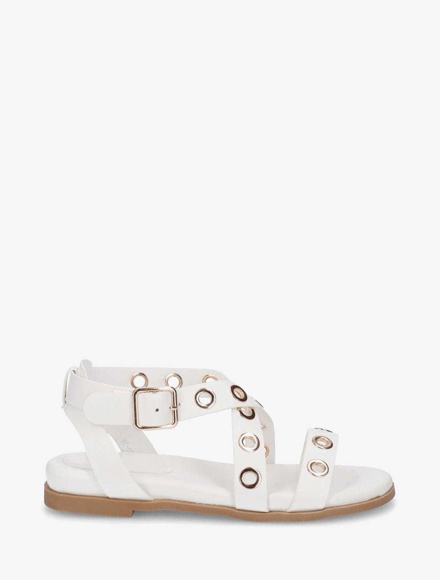 Nu-pieds en simili à oeillets - Blanc - 1