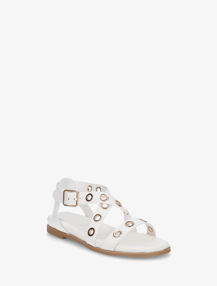 Nu-pieds en simili à oeillets - Blanc - 2