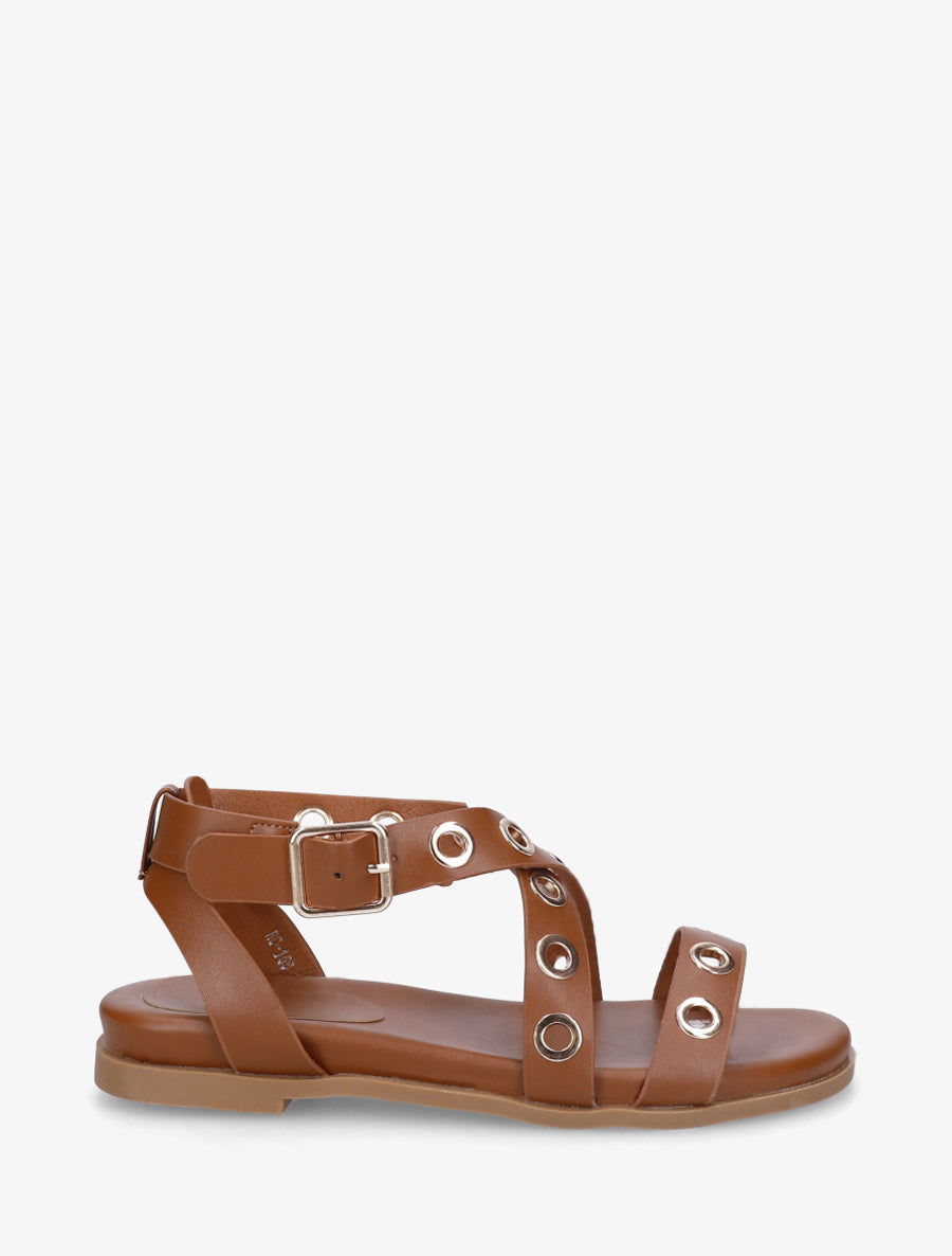 Nu-pieds en simili à oeillets - Camel - 1