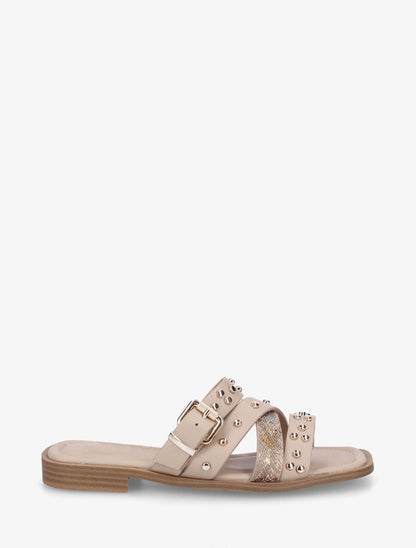 Mules plates à clous - Beige - 1