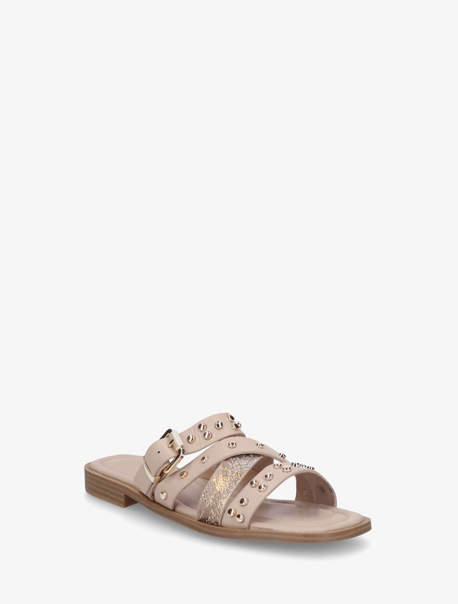Mules plates à clous - Beige - 2