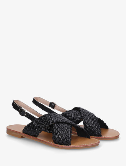 Nu-pieds en simili tressé - Noir - 4