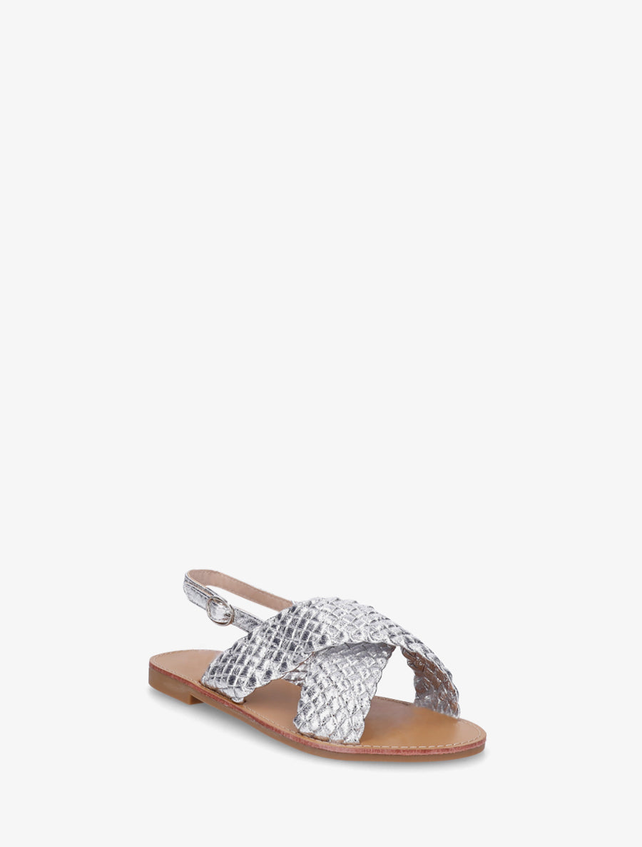 Nu-pieds en simili tressé - Argent - 2